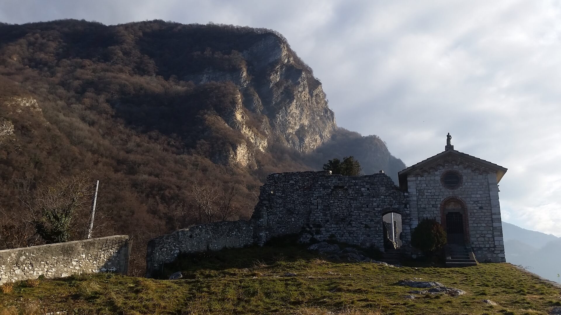 Stone building on a mountain in northern Italy