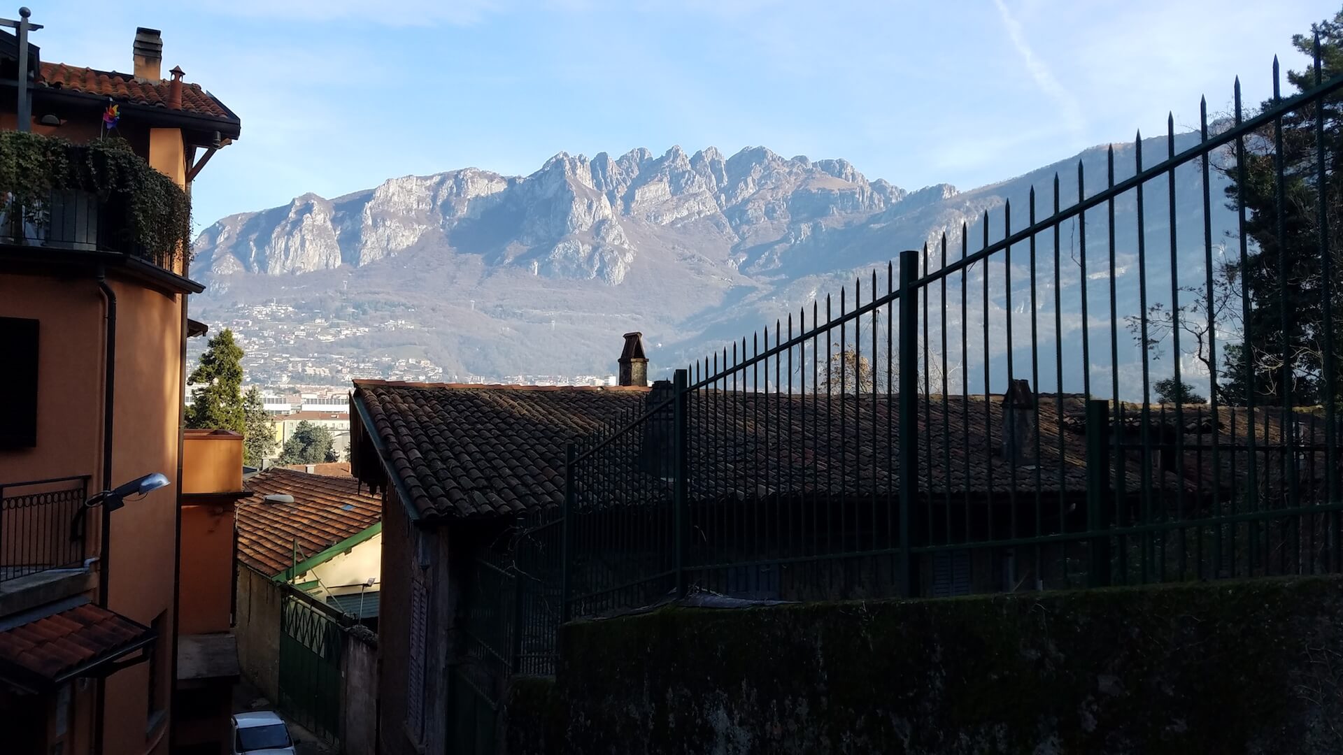 View of the mountains from an Italian town