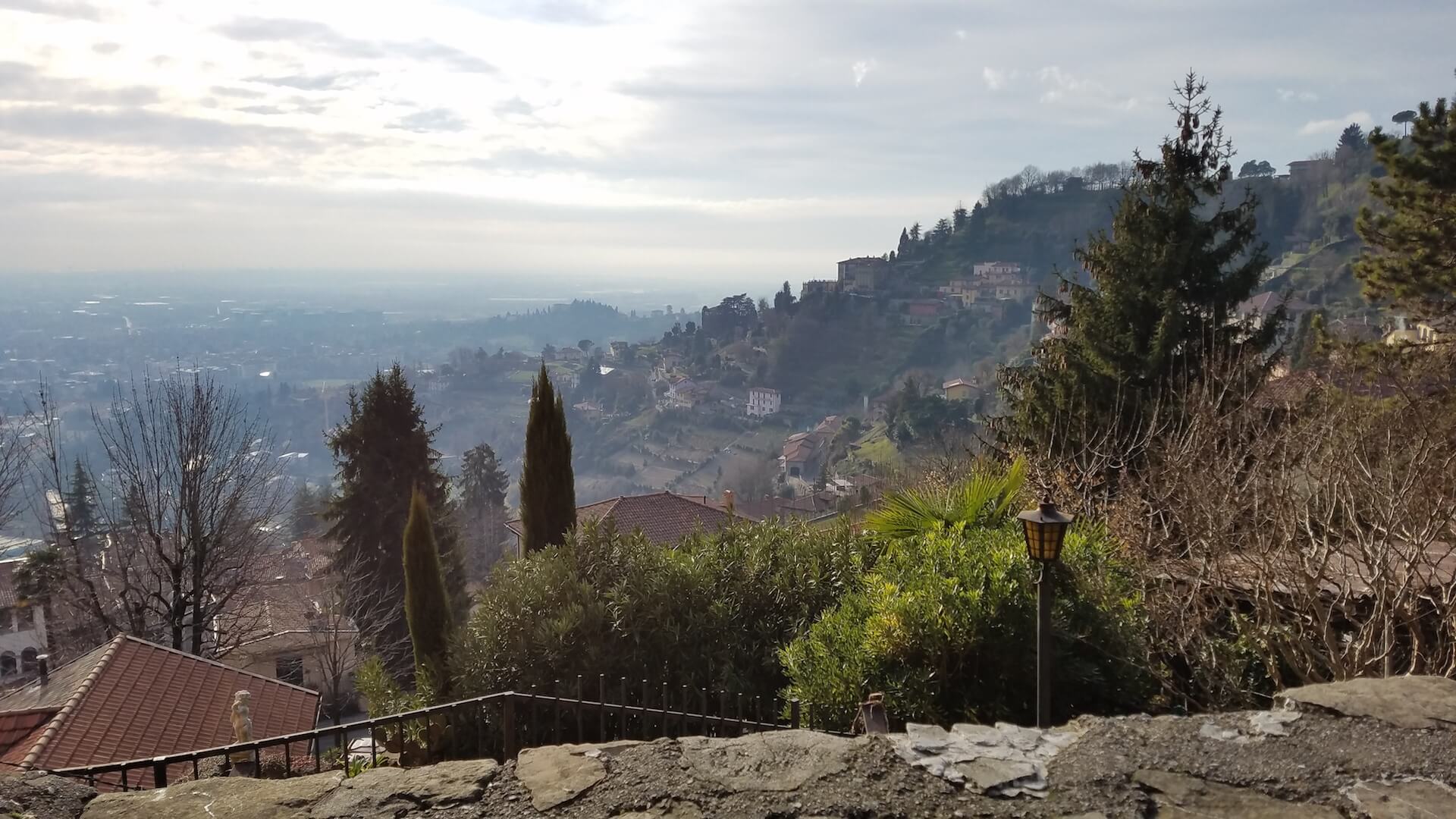 View of the mountains from an Italian town