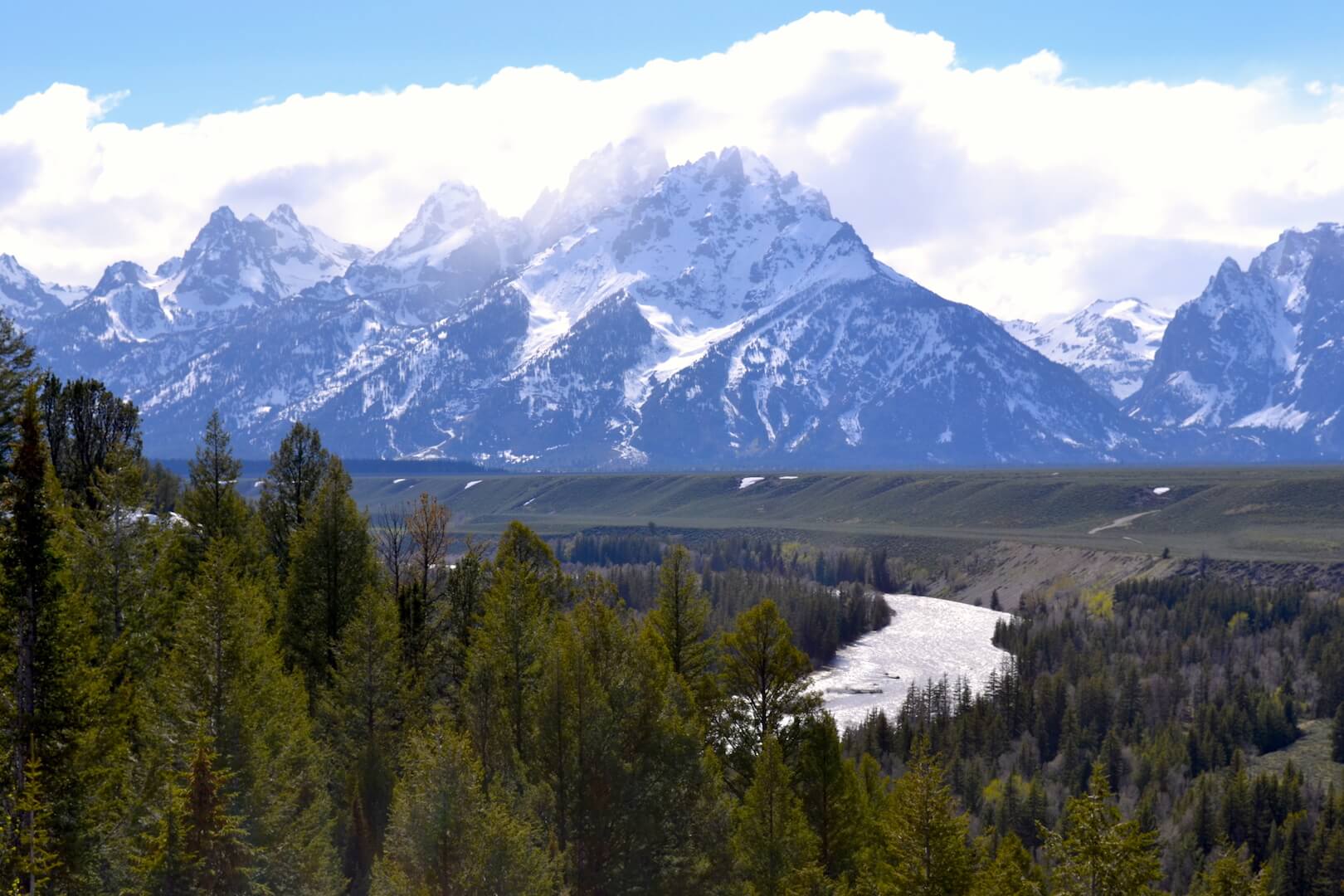 Snowy mountains in Grand Teton National Park