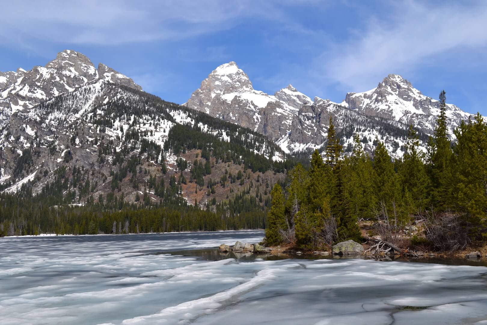 Snowy mountains in Grand Teton National Park