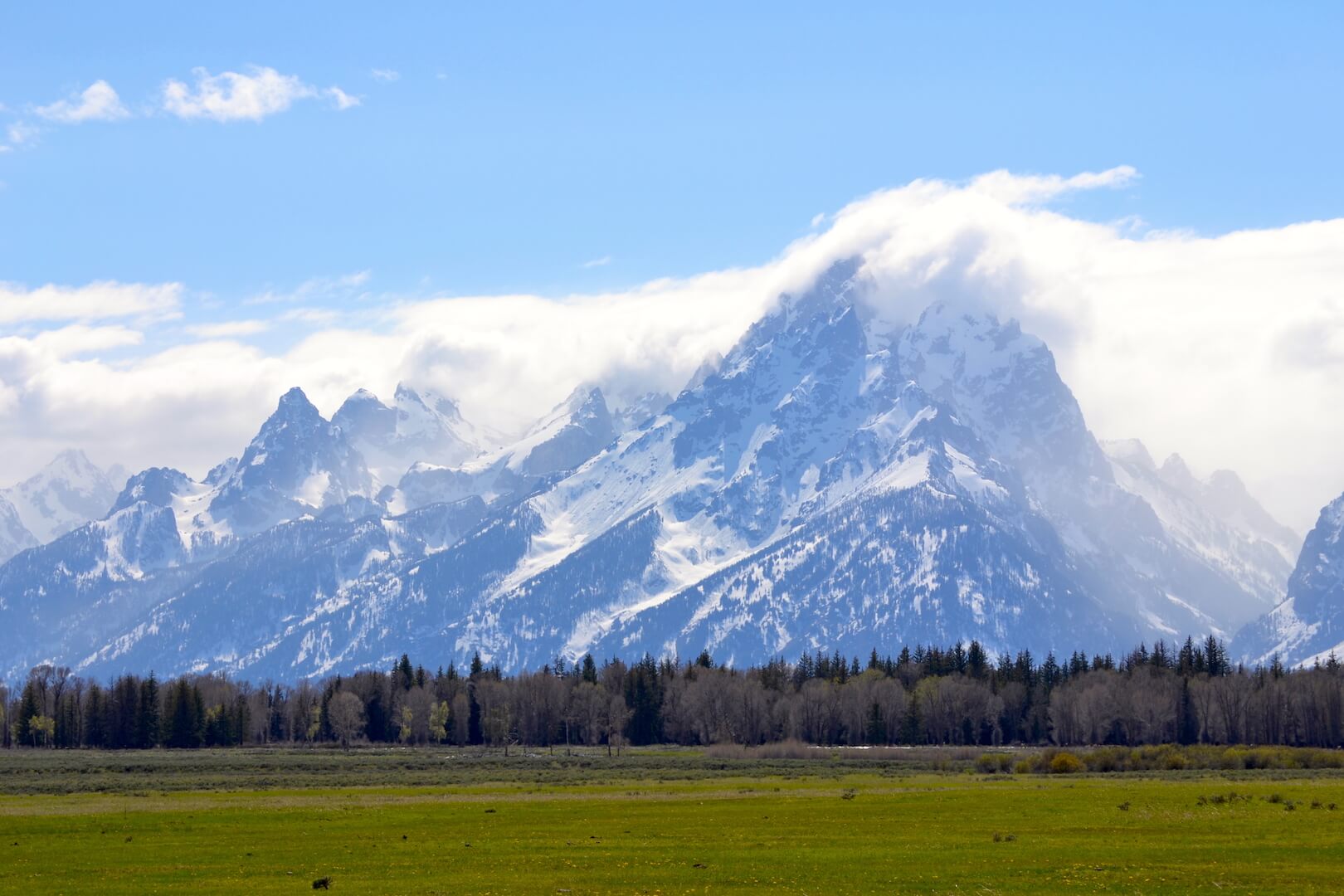 Snowy mountains in Grand Teton National Park