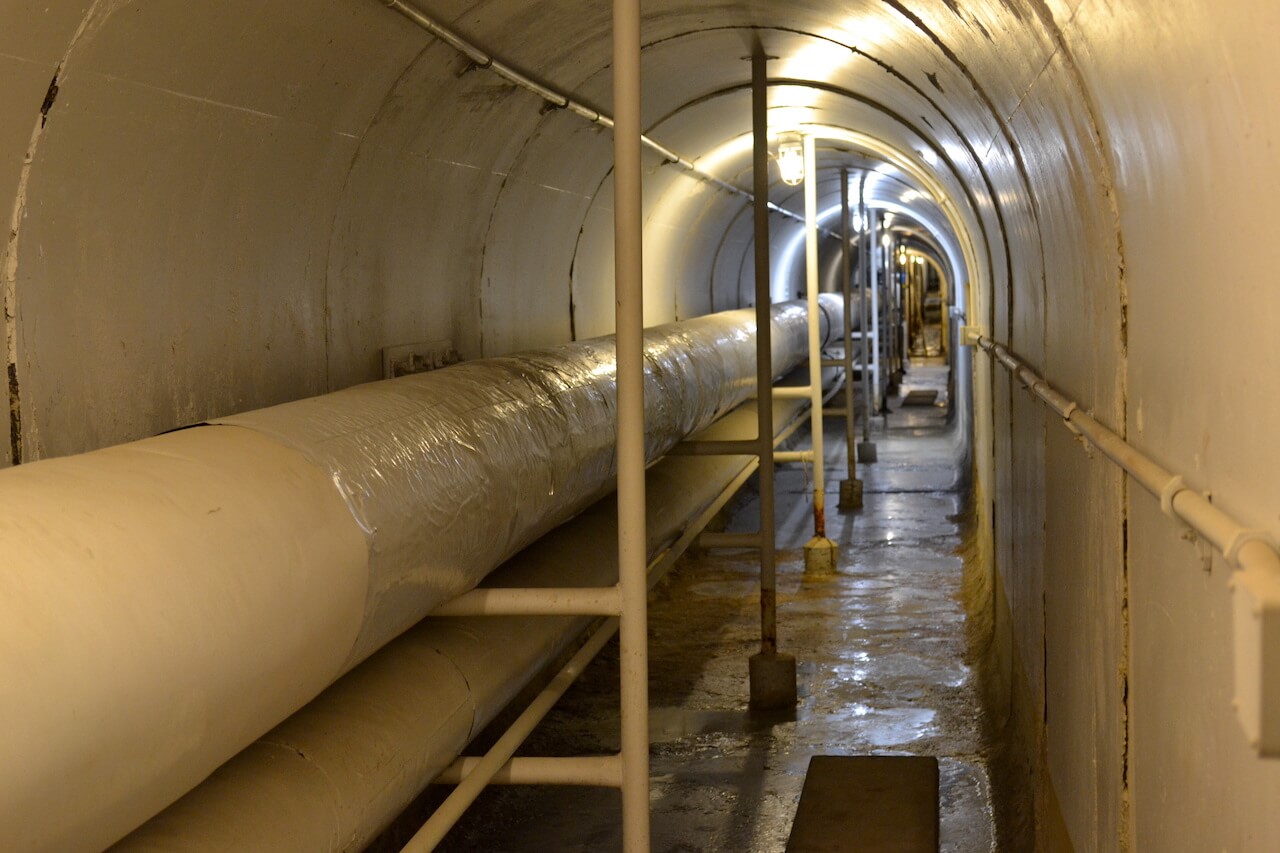 Steam pipe inside a underground tunnel